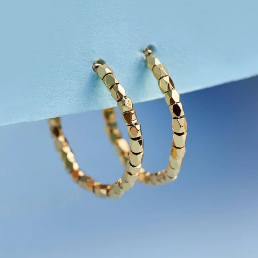 NWT Pura Vida Gold Plated Diamond Cut Hoop Earrings